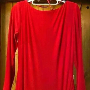 Leena By Mac Duggal Long Sleeve Cowl Back Red Jersey Gown 25929-New